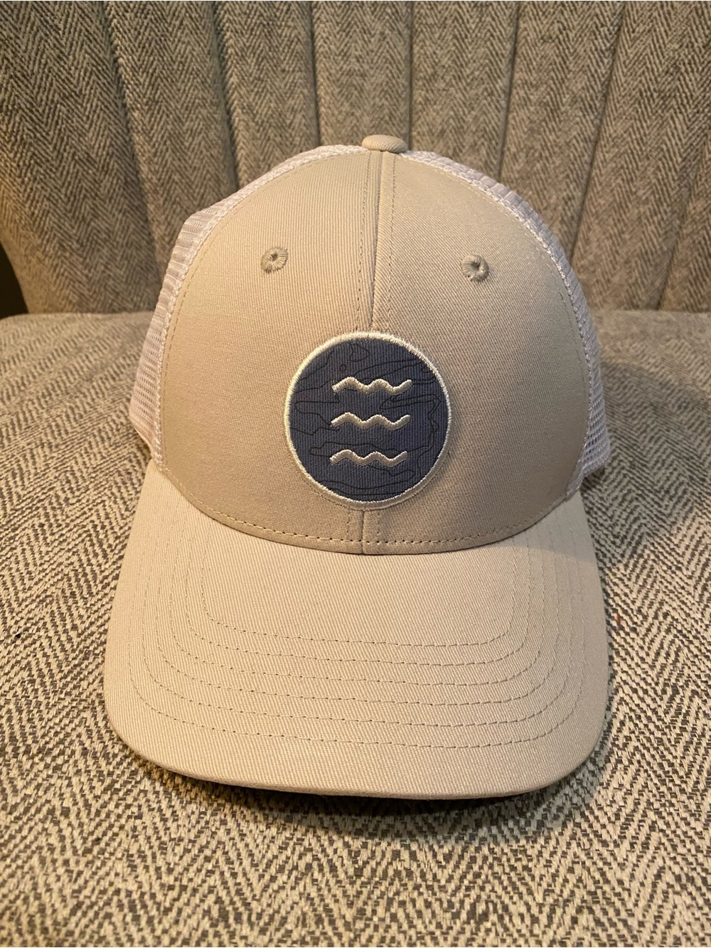 Beige FreeFly Trucker Hat Mesh Back Wave Patch Adjustable Snapback One Size